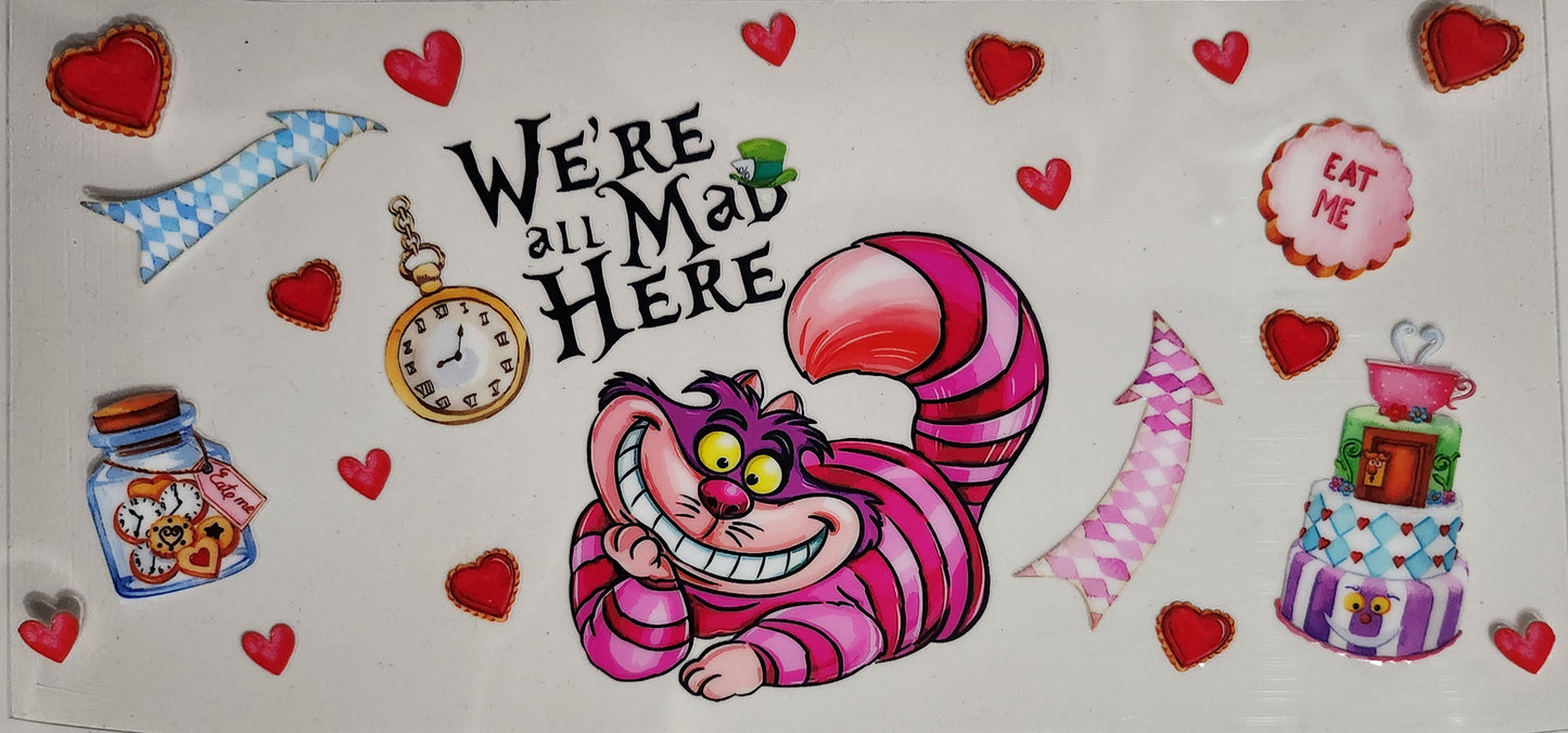 Cheshire cat - 16 oz UV DTF wrap.