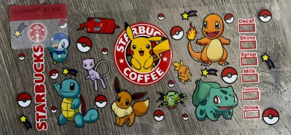 Pokemon- 16 oz UV DTF Wraps