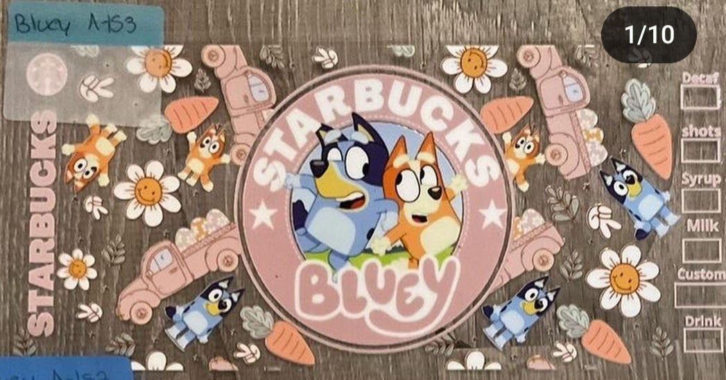 Bluey - 16 oz uv dtf wraps